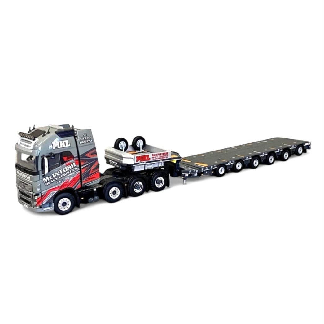 WSI McIntosh Heavy Logistics Volvo FH16 Globetrotter XL 8×4 with Nooteboom Manoovr 6-axle extendable semi-low-loader trailer