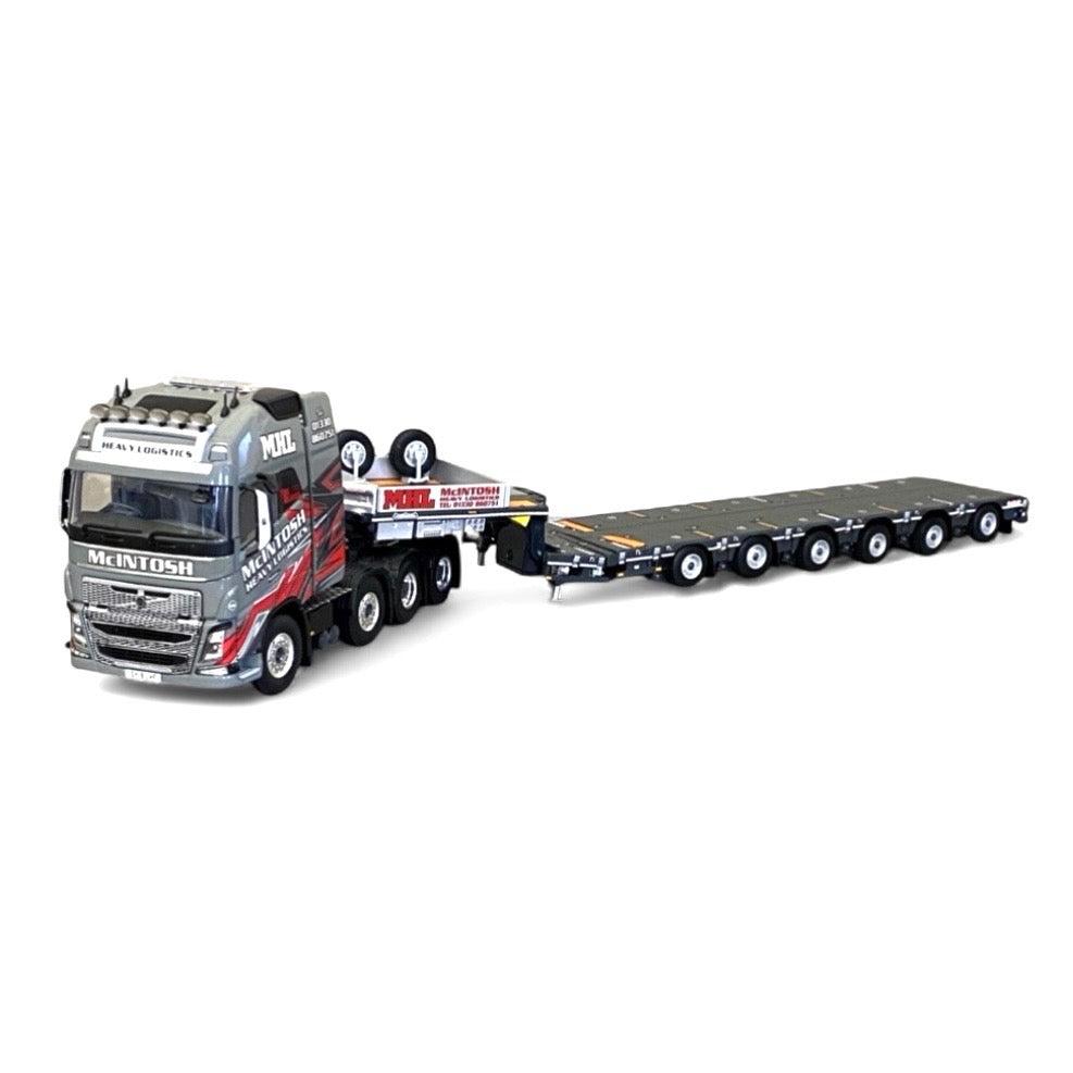 WSI McIntosh Heavy Logistics Volvo FH16 Globetrotter XL 8×4 with Nooteboom Manoovr 6-axle extendable semi-low-loader trailer