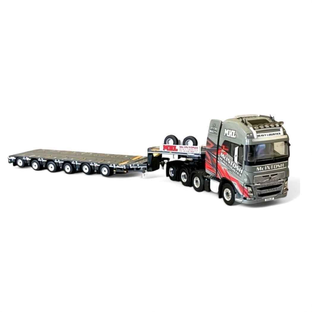 WSI McIntosh Heavy Logistics Volvo FH16 Globetrotter XL 8×4 with Nooteboom Manoovr 6-axle extendable semi-low-loader trailer