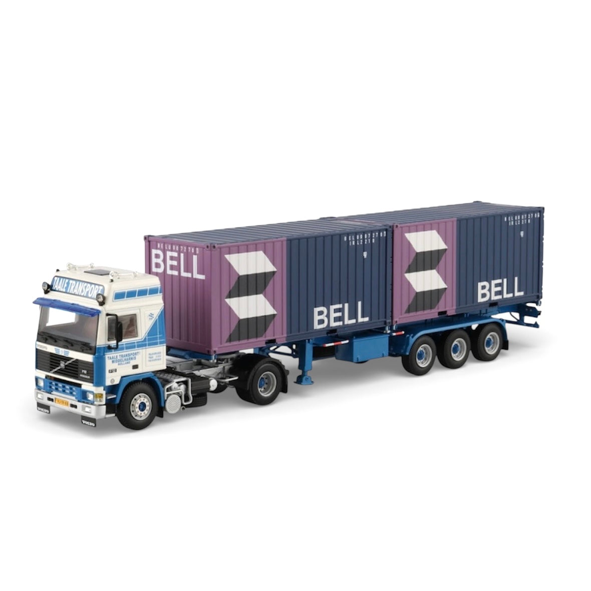 WSI Taale Transport Volvo F12 Globetrotter with Classic Container Trailer + 2x 20ft Bell Containers