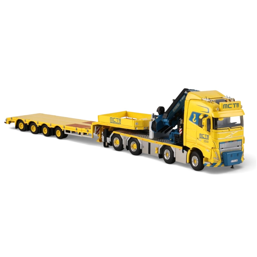 WSI MCT Craning Volvo FH5 Globetrotter 8x4 Semi Low Loader with Ramps 4 Axle & Fassi 1300 + Jib