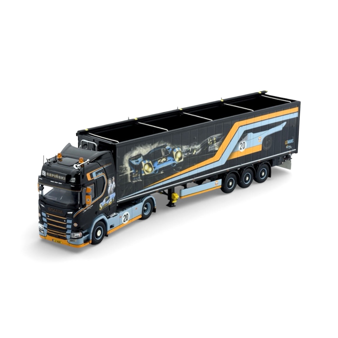 Tekno Scania Walking Floor Trailer Repinski Transport Poland (Steve McQueen LeMans Gulf Racing)