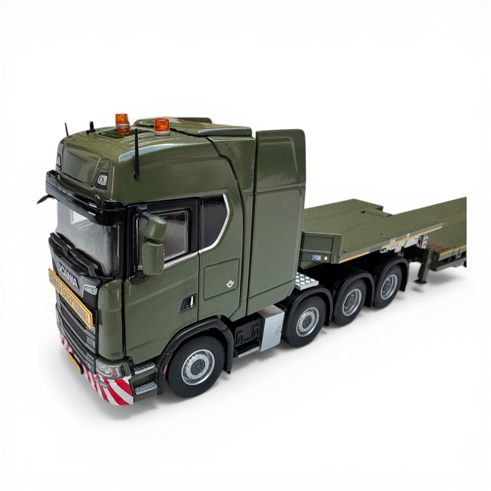 IMC Military Green Scania S Series High Roof 8x4 with Nooteboom MCO 7 Axle Semi Low Loader
