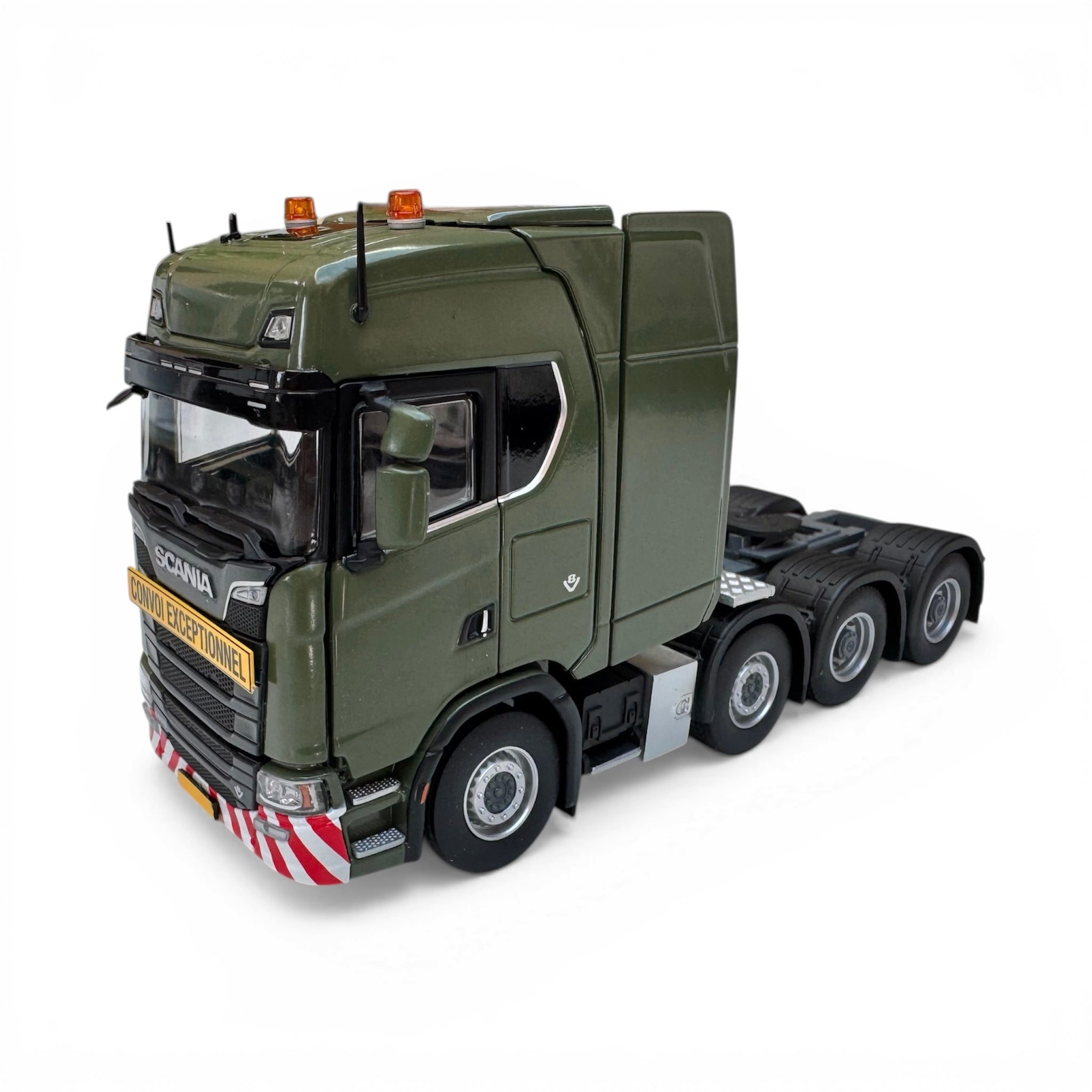 IMC Military Green Scania S Series High Roof 8x4 with Nooteboom MCO 7 Axle Semi Low Loader
