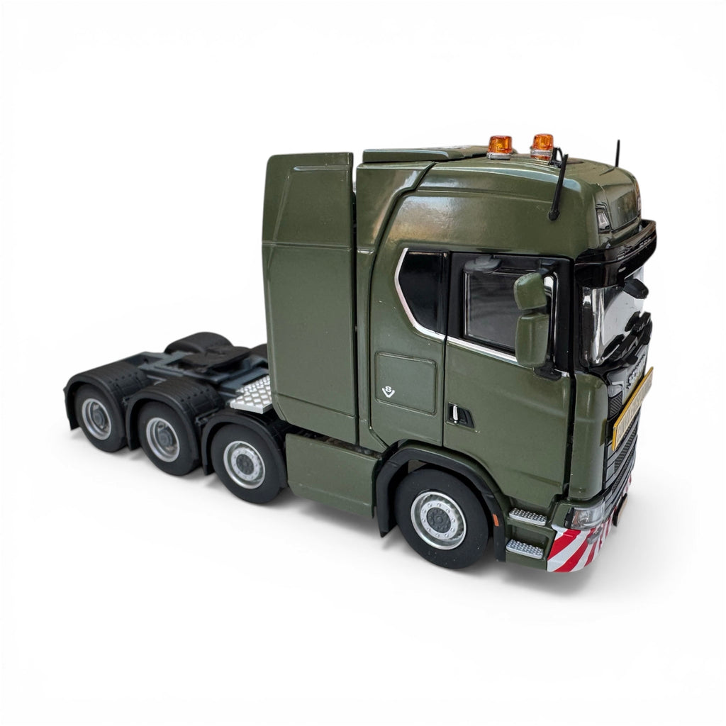 IMC Military Green Scania S Series High Roof 8x4 with Nooteboom MCO 7 Axle Semi Low Loader