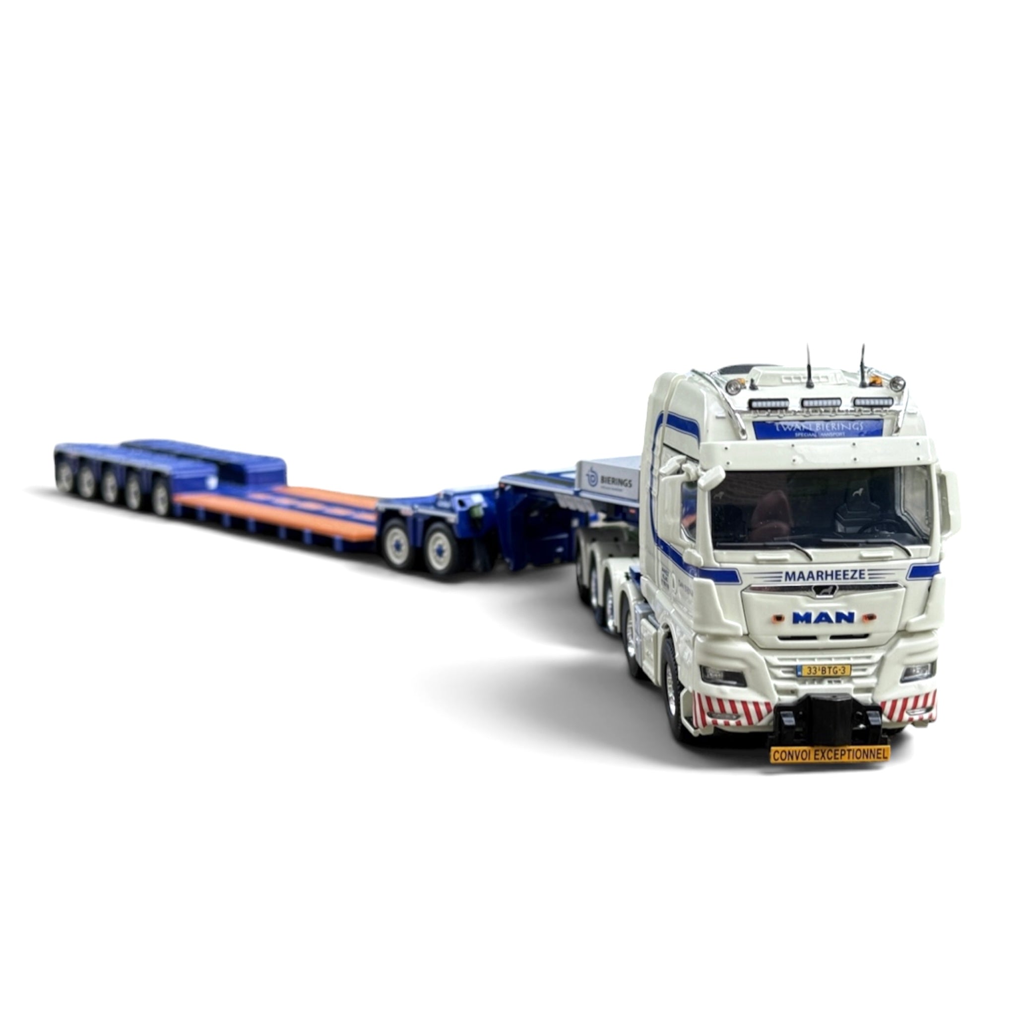 WSI Twan Bierings MAN TGX XXL Euro 6C Facelift 10x4 with Nooteboom 5-Axle Lowloader & 2-Axle Dolly 1:50 Scale Model