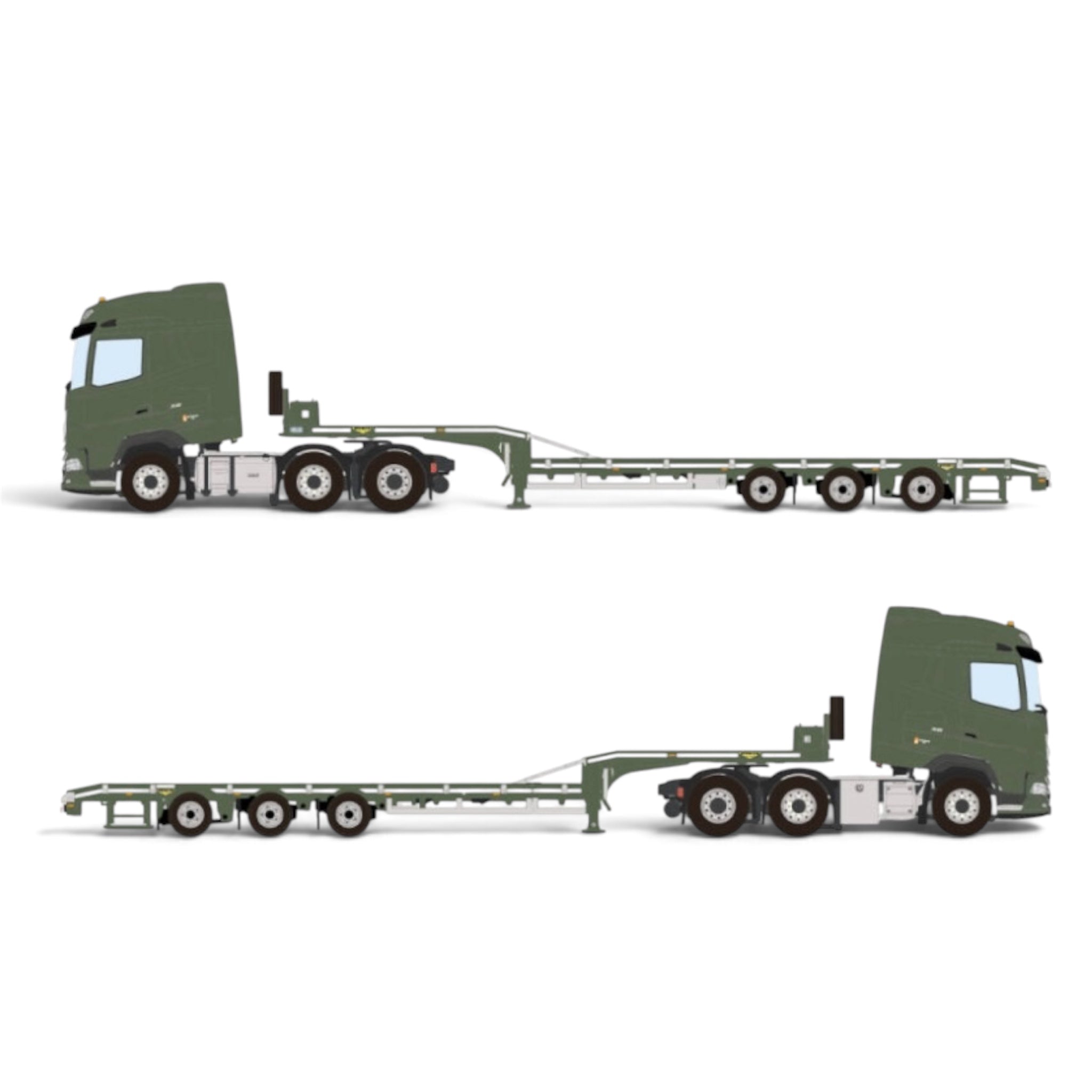 WSI DAF XG with Broshuis Semi Low Loader Dutch Defence Military Army Green drawing