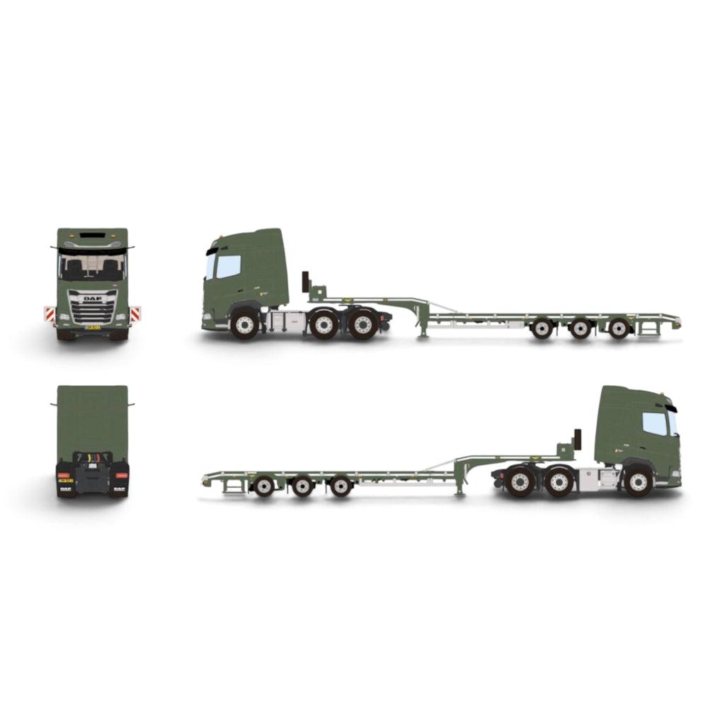 WSI DAF XG with Broshuis Semi Low Loader Dutch Defence Military Army Green drawing detail