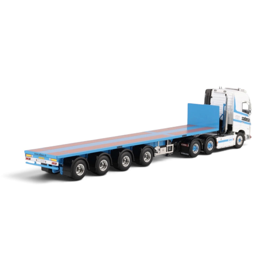 WSI Sabesa SA (Switzerland) Volvo FH5 Globetrotter 6x4 with 4-Axle Flatbed Trailer rear view