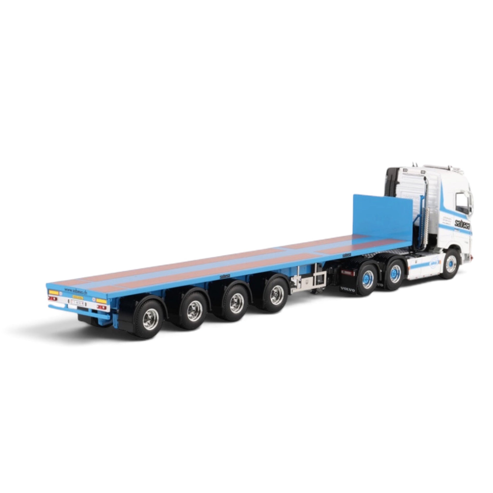 WSI Sabesa SA (Switzerland) Volvo FH5 Globetrotter 6x4 with 4-Axle Flatbed Trailer rear view