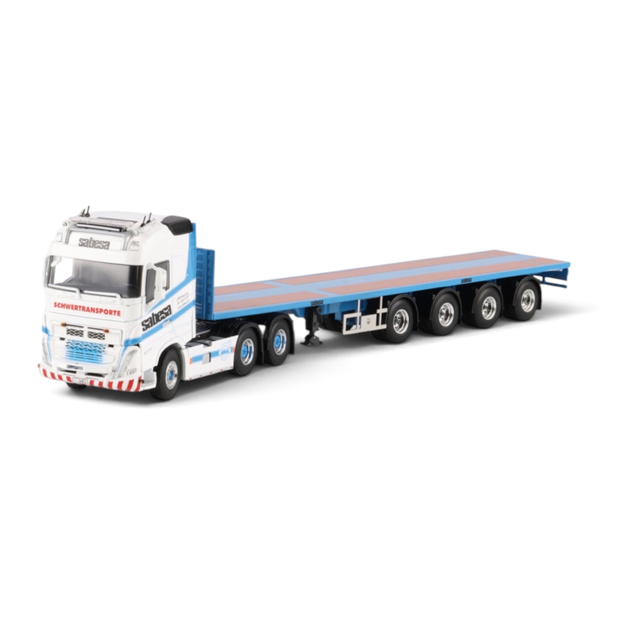 WSI Sabesa SA (Switzerland) Volvo FH5 Globetrotter 6x4 with 4-Axle Flatbed Trailer detail view